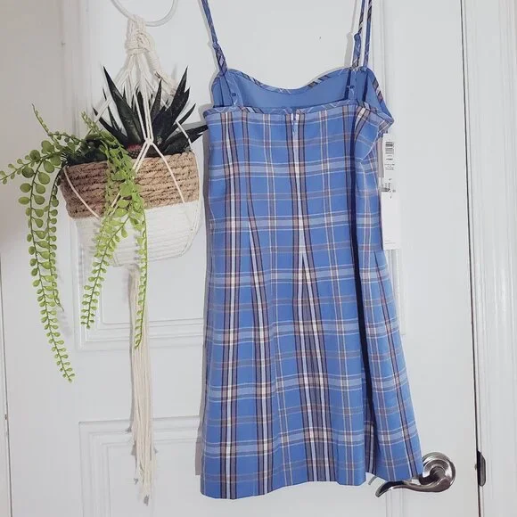 ARITZIA SUNDAY BEST Gerard Azurine Blue/White Plaid Dress NWT - Picture 12 of 16